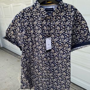 Denim and flower brand shirt sleeve casual shirt